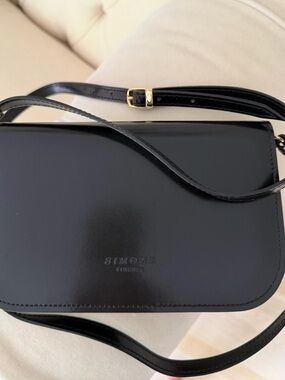 Simone Firenze Black Genuine Leather Crossbody Bag from Italy